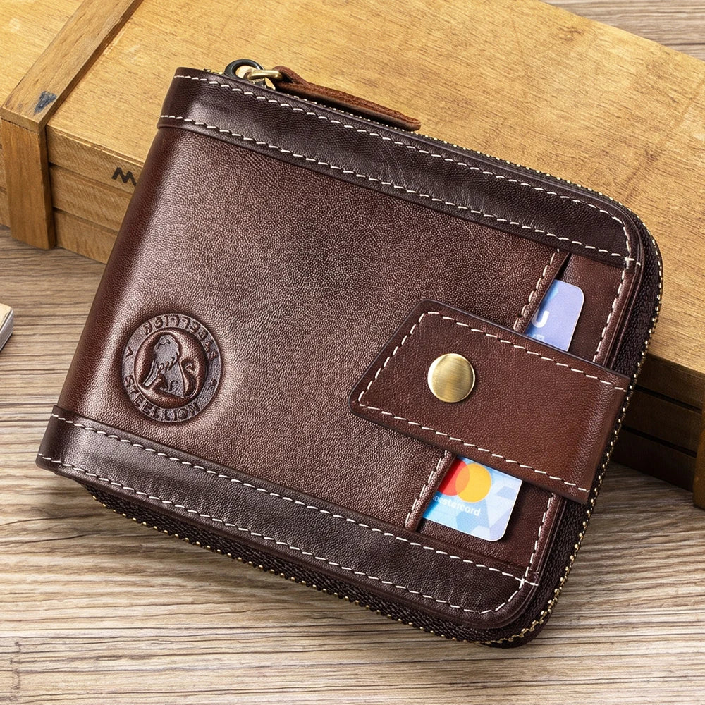 LOR MALE Leather wallet, men's leather coin purse, multi slot with photo album window, anti-theft brush, perfect gift item