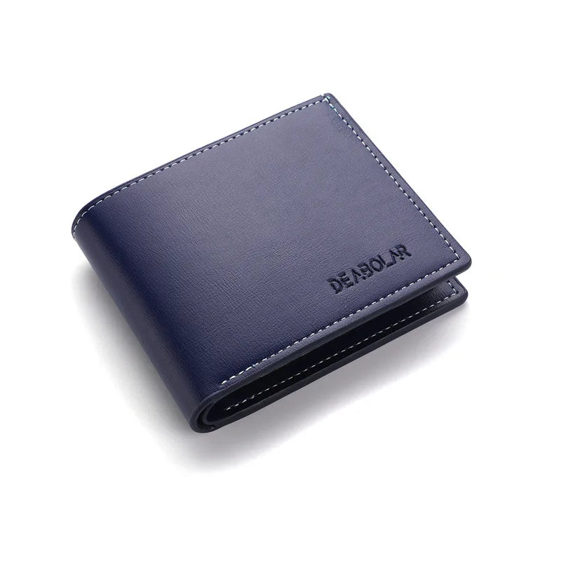 LOR MALE Pu Leather Men Short Wallet Thin Style Folding Young Men Credit