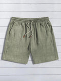 LOR MALE Summer thin linen shorts for men, loose and casual, five-inch pants, cotton and linen, breathable, suitable for beach and sports