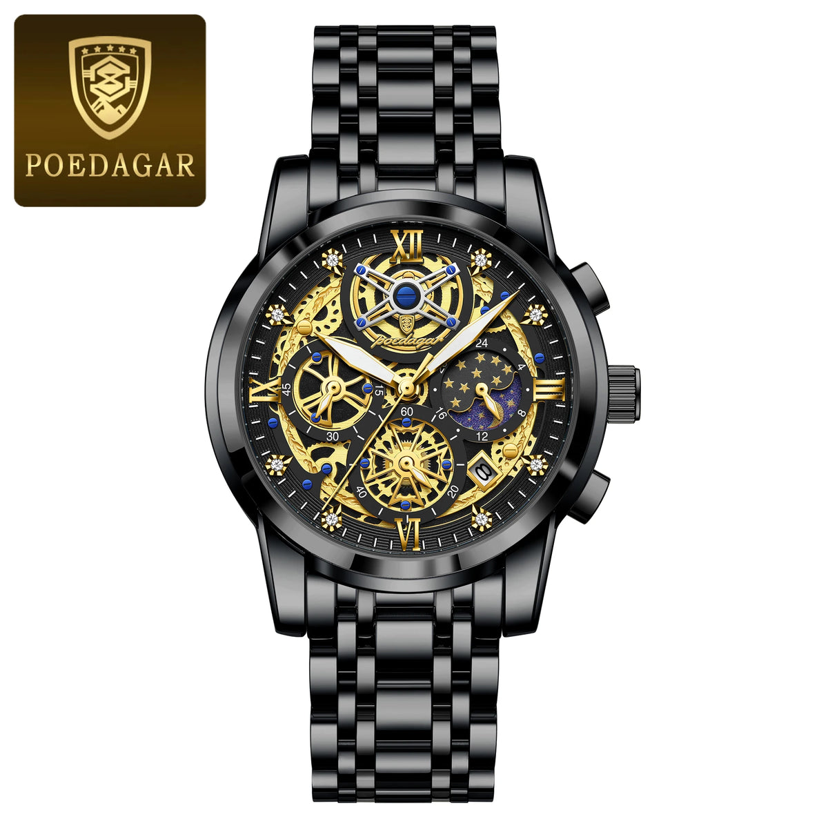 LOR MALE POEDAGAR Luxury High Quality Man Watch Waterproof Luminous Chronograph Date Men Watch Stainless Steel Quartz Men's Watches Reloj