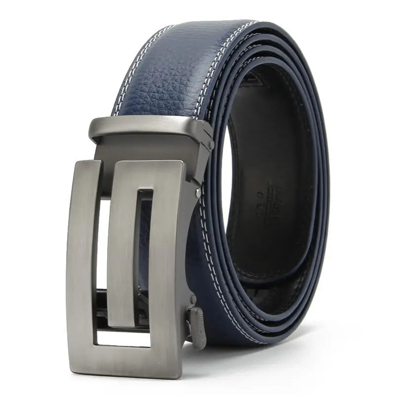 LOR MALE Belts Men Automatic Buckle Design Genuine Leather Belt For Men Luxury Leather Men's High Quality Male belt 110-130cm