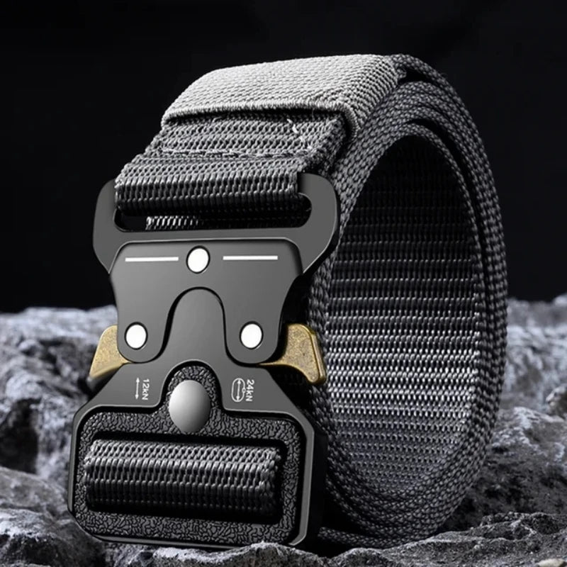 LOR MALE Men's Belt Outdoor Hunting Tactics Belt Multi functional Buckle Nylon Belt High Quality Marine Corps Canvas Belt