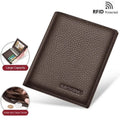 LOR MALE Vertical Short Wallets Genuine Leather Rfid Blocking Wallet Men Coin Pocket