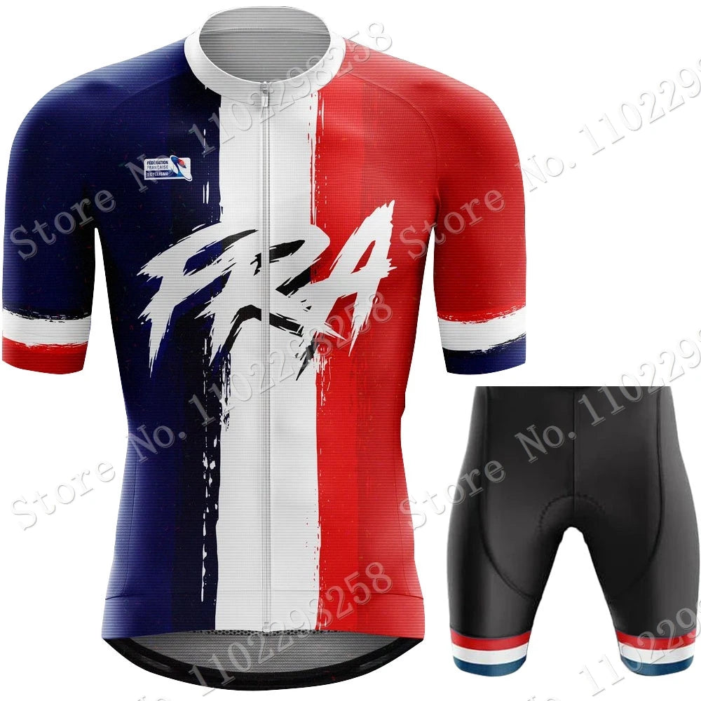 France National Team Cycling Jersey 2024 Set Summer Bicycle Clothing Road Bike Shirts Suit Bicycle Bib Shorts MTB Ropa Maillot
