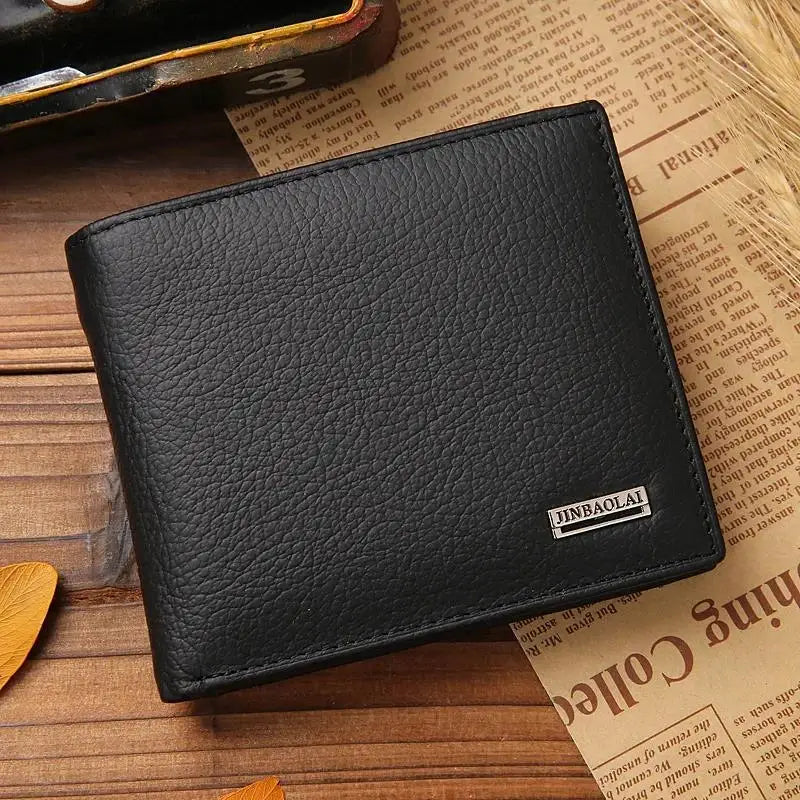 LOR MALE New Men Wallets Premium Product Real Cowhide for Man Short Black Walet Portefeuille Homme