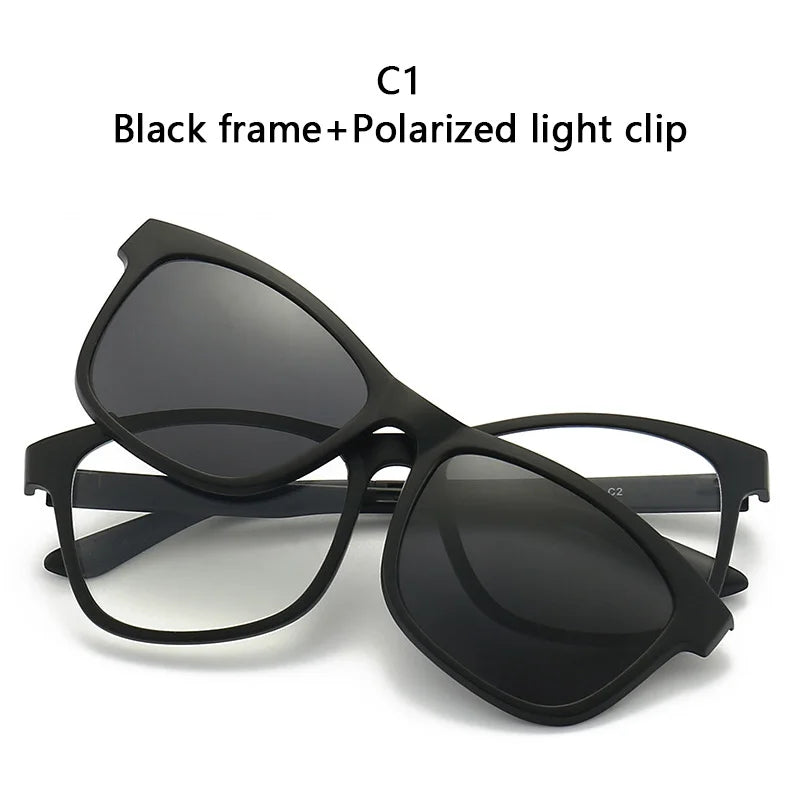 LOR MALE Polarized Sunglasses Men Women 2 In 1 Magnetic Clip On Glasses TR90 Optical Prescription Eyewear Frames Eyeglasses