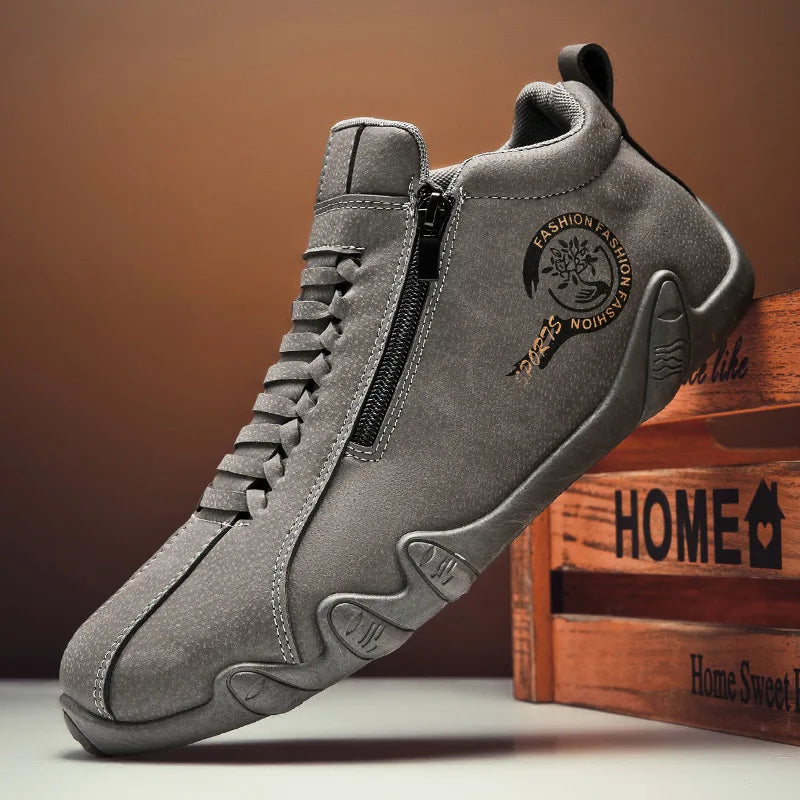LOR MALE Men Boots Barefoot Shoes for Men Designer Pattern Ankle Boots Autumn Hiking Shoes High-Top Sneakers Luxury Mens Motorcycle Boots