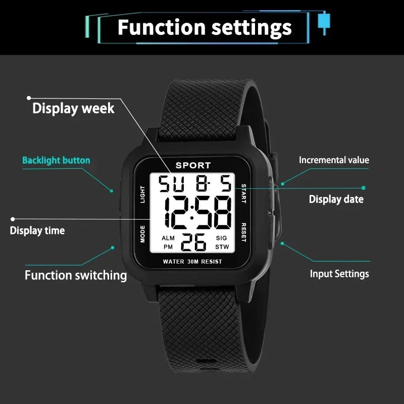 LOR MALE Sports Watches Electronic Watch Digital Retro Style Clock Men Male Reloj 3