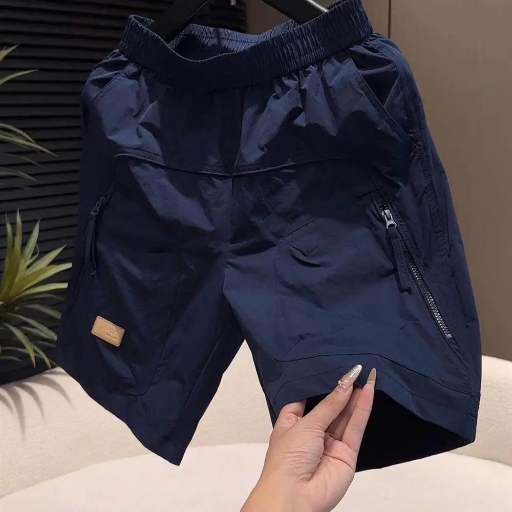LOR MALE Summer Thin Casual Quick Dry Men's Shorts Breathable Straight Leg Five-Quarter Length Multi-Pocket Design Trendy Brand