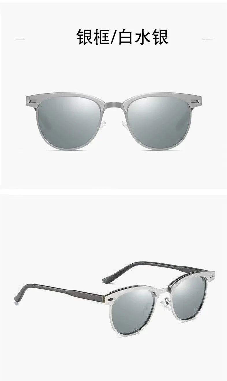 LOR MALE Polarizing Sunglasses Men Small Round Frame Retro Flow Sun Protection UV Glasses Sports Outdoor Travel Eyewear T248