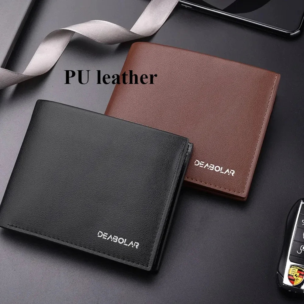 LOR MALE Genuine Leather Mens Wallet Premium Product Real Cowhide Wallets For Man Short Black Walet Portefeuille Homme Short Purses