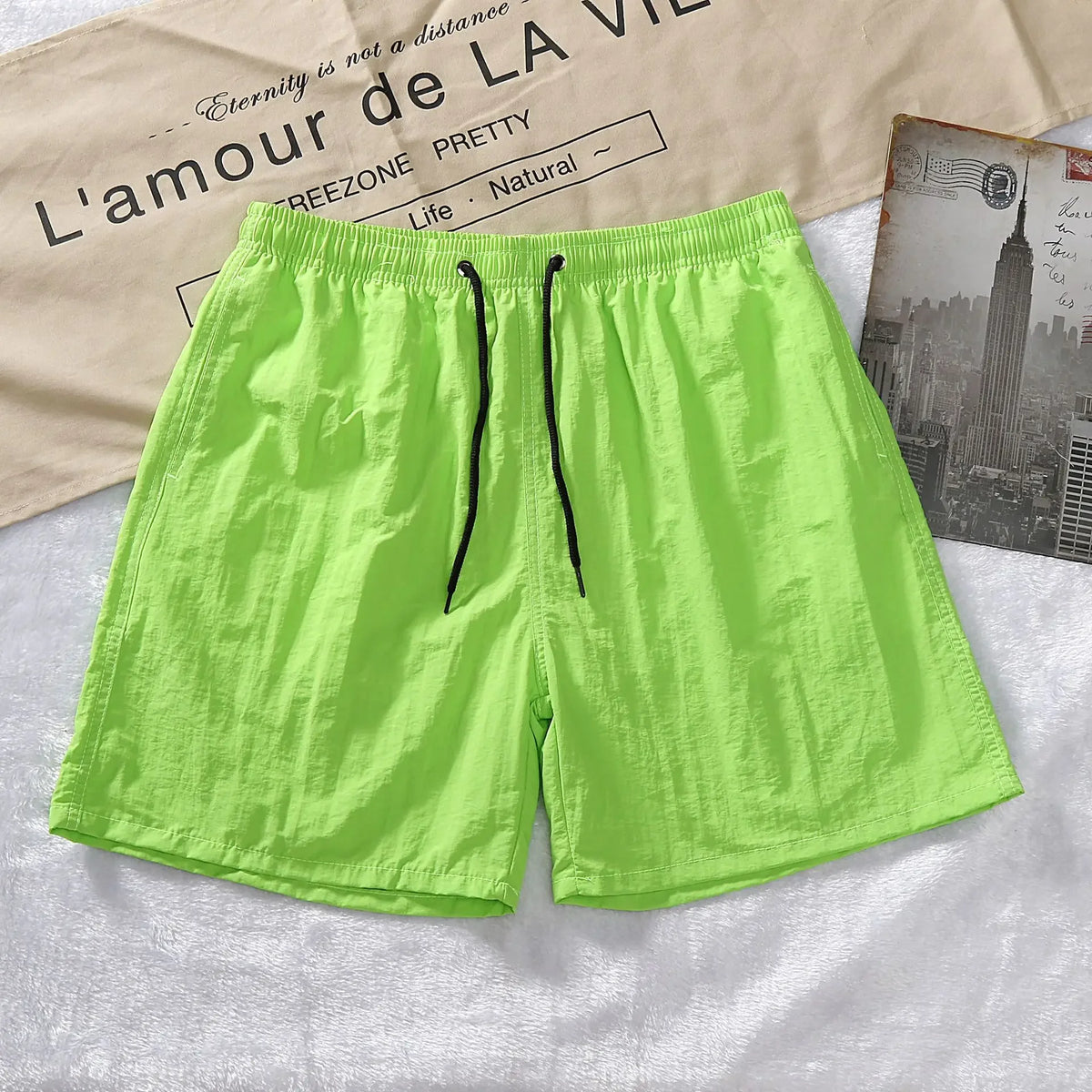 LOR MALE Men's Shorts 2024 Summer Thin New Hot Solid Casual Beach Short Pant Male Running Gym Fitness Breathable Sports Five Point Pants