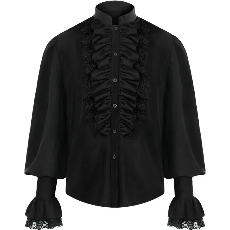 LOR MALE Men's Jacket Victorian Gothic Overcoat Open Pirate Coat Steampunk Jackets Man Clothing Winter Windbreaker Ruffled Shirt ujfj