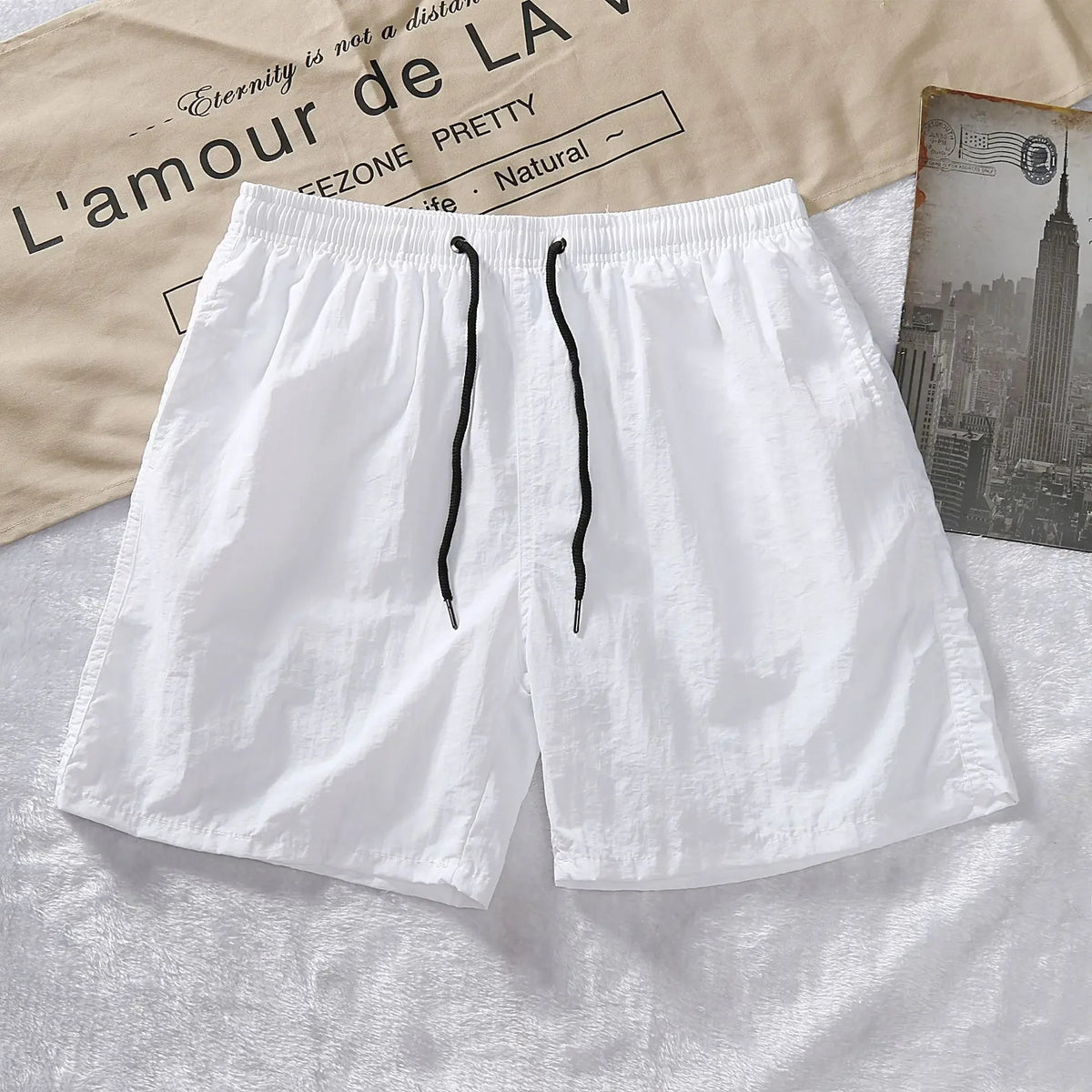 LOR MALE Men's Shorts 2024 Summer Thin New Hot Solid Casual Beach Short Pant Male Running Gym Fitness Breathable Sports Five Point Pants