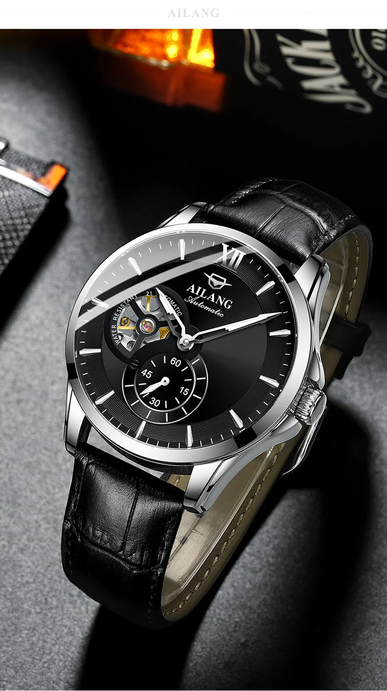 LOR MALE Watches Tourbillon Skeleton Luminous Luxury Mechanical Self Winding Wrist Watc