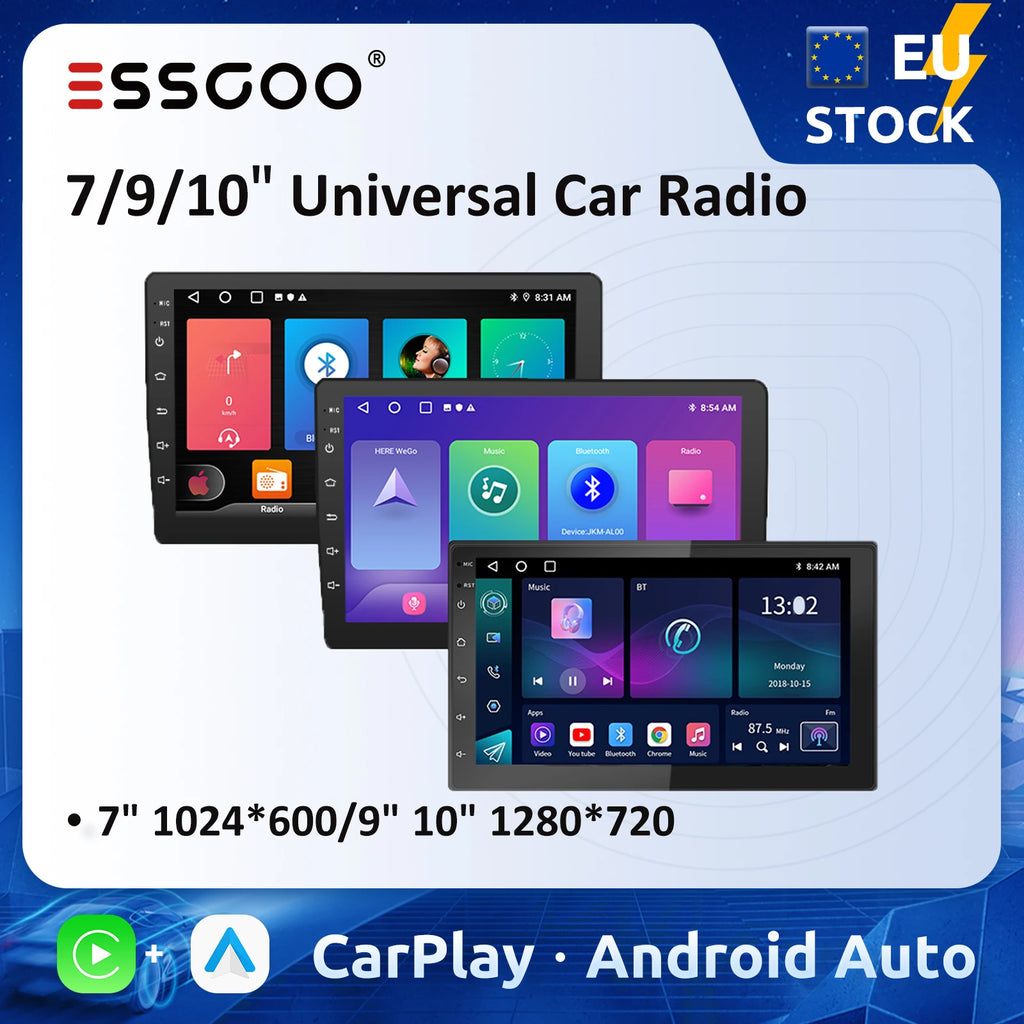 LOR MALE ESSGOO 7 9 10 Car Radio Android Auto Carplay Car Stereo Multimedia Player Universal WIFI GPS Autoradio Car Intelligent Systems