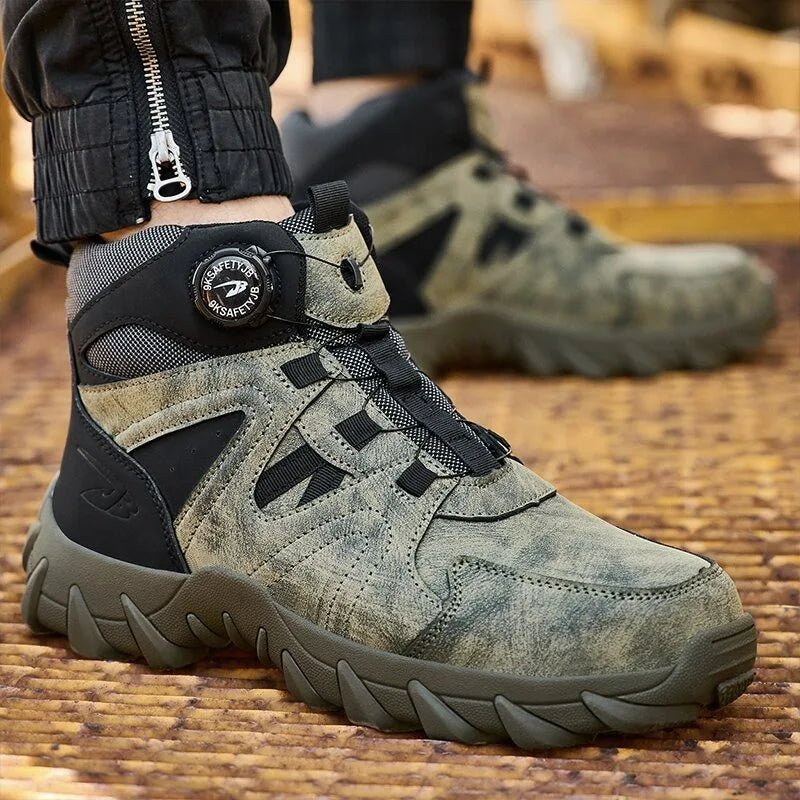 LOR MALE New Men's Safety Boots Work Boots Anti-smashing Anti-puncture Men Boots High Top Outdoor Safety Shoes Protective Steel Toe Shoes