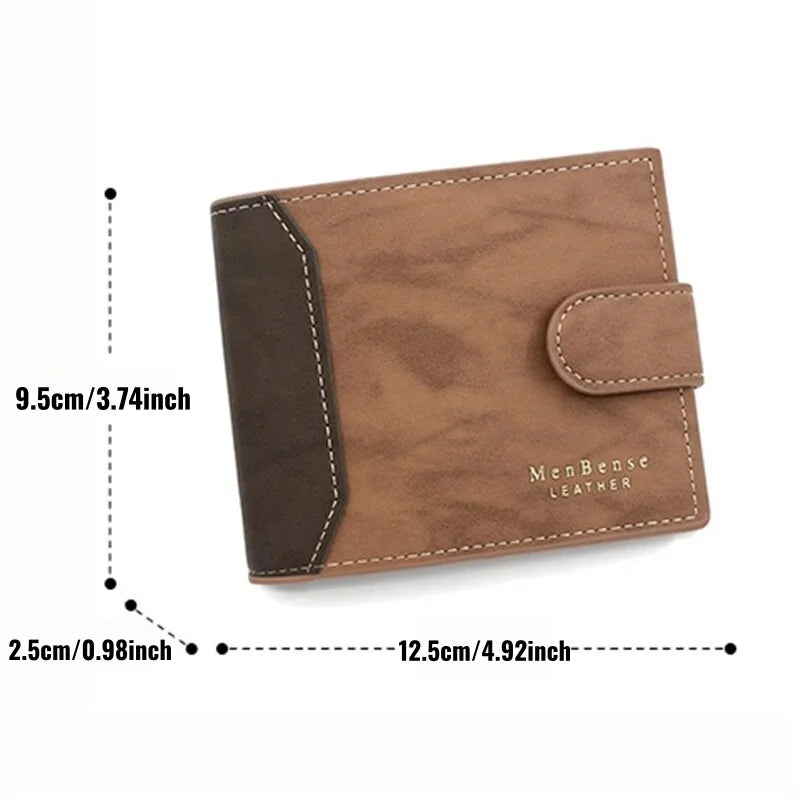LOR MALE Men's Wallet with Hasp Business Card Holder Case Male Short Purse PU Leather Money Bag for Men Credit Card Wallets