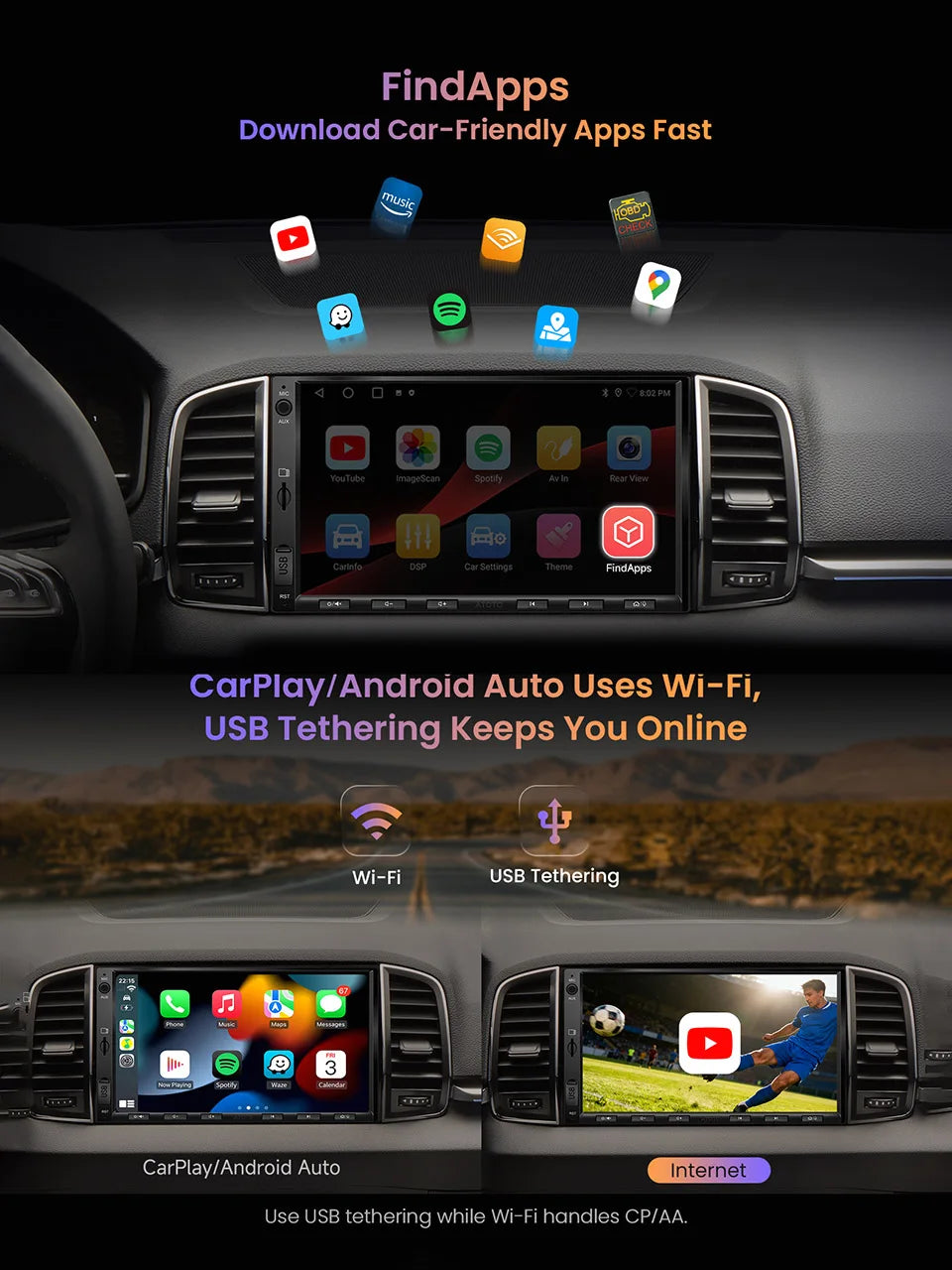 LOR MALE ATOTO 7 inch Double 2 Din Stereo Receiver Smart Car Systems Android Car Radio Automotive Multimedia Carplay Screen 2Din A5 A5L
