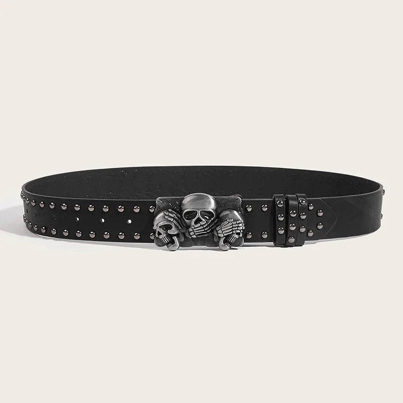LOR MALE Desinger Belts For Women High Quality Luxury Brand Punk Goth Rivet Black Jeans Unisex Men Belt Paw Skull Buckle Waistband Man