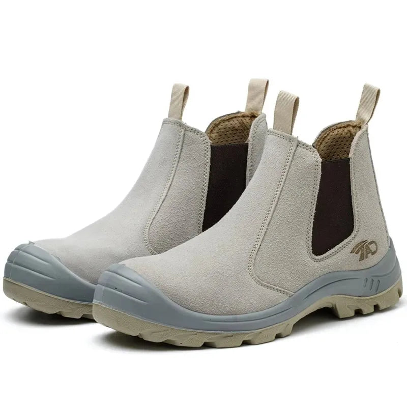 LOR MALE Safety Boots for Men Work Shoes Construction with Steel Toe Slip On Without Laces Welder Welding