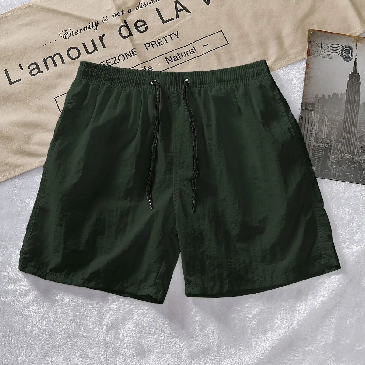 LOR MALE Men's Shorts 2024 Summer Thin New Hot Solid Casual Beach Short Pant Male Running Gym Fitness Breathable Sports Five Point Pants