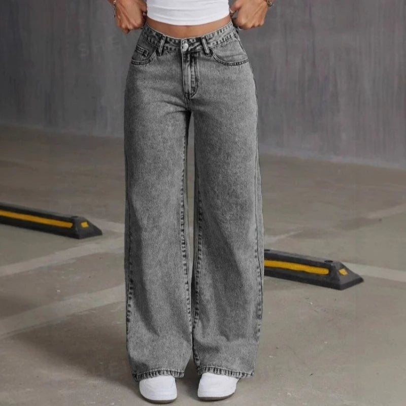 LOR MALE Mens Jeans Vintage Bow Embroidery Washed Denim Pants Harajuku Unisex Loose Fit Straight Leg Streetwear Casual Fashion Trend New