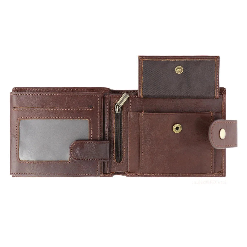 LOR MALE Men's Wallet Rfid Vintage Genuine Leather Wallets for Men Credit Card Holder Purse Money Bag Wallet Man
