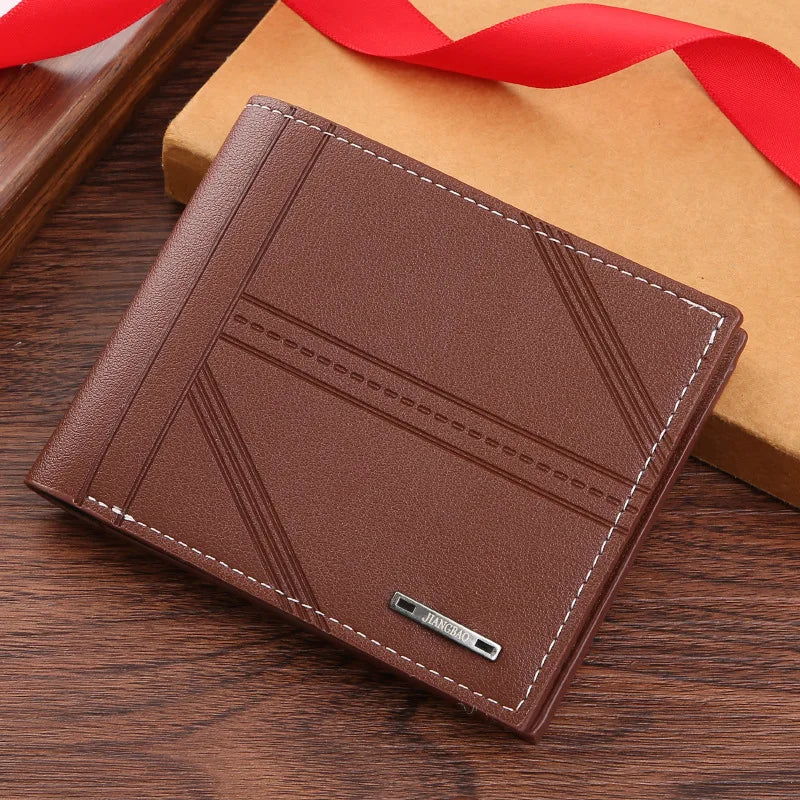 LOR MALE Wallet Short Wallet Youth Horizontal Soft Leather Business Wallet Credit ID