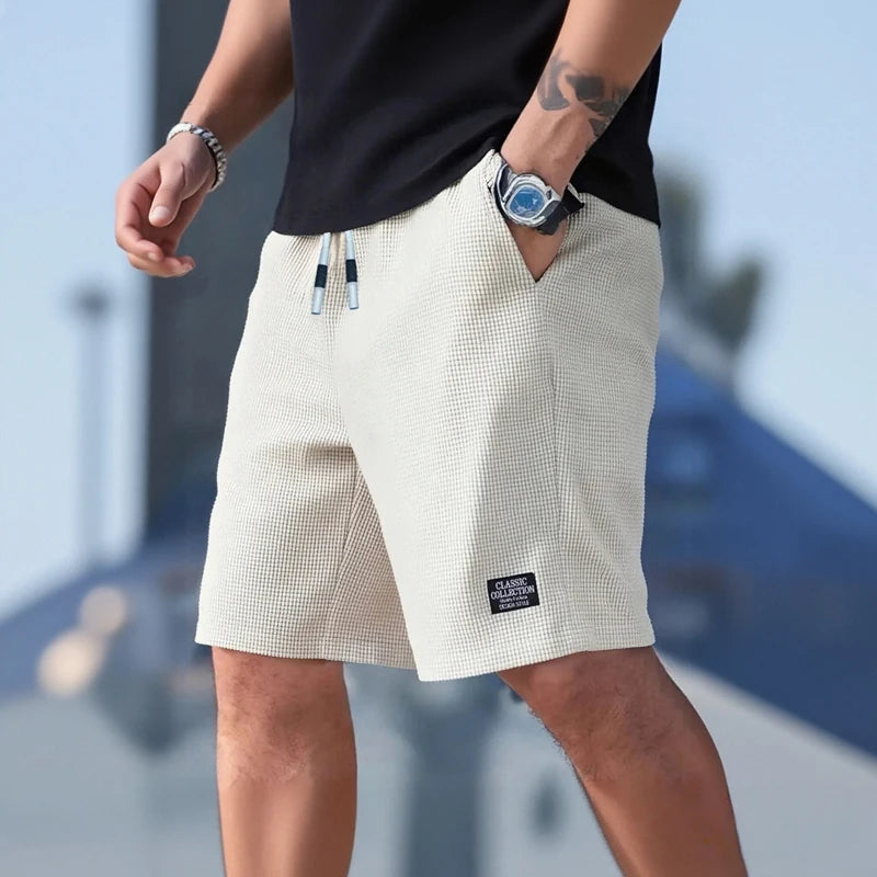 LOR MALE Men's Shorts, Men's Casual Pants, Men's Beach Shorts, Men's Sports Shorts, New Fashion Textured Fabric, Breathable Pants, Suitable for Both Daily Casual Wear and Sports