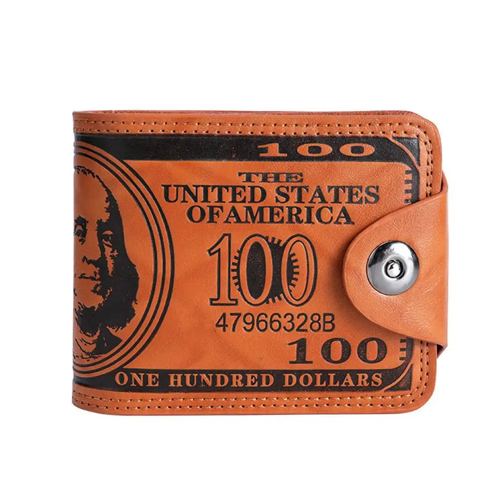 LOR MALE Wallets with 100 US Dollar Pattern Hasp Male Leather Wallet with 2