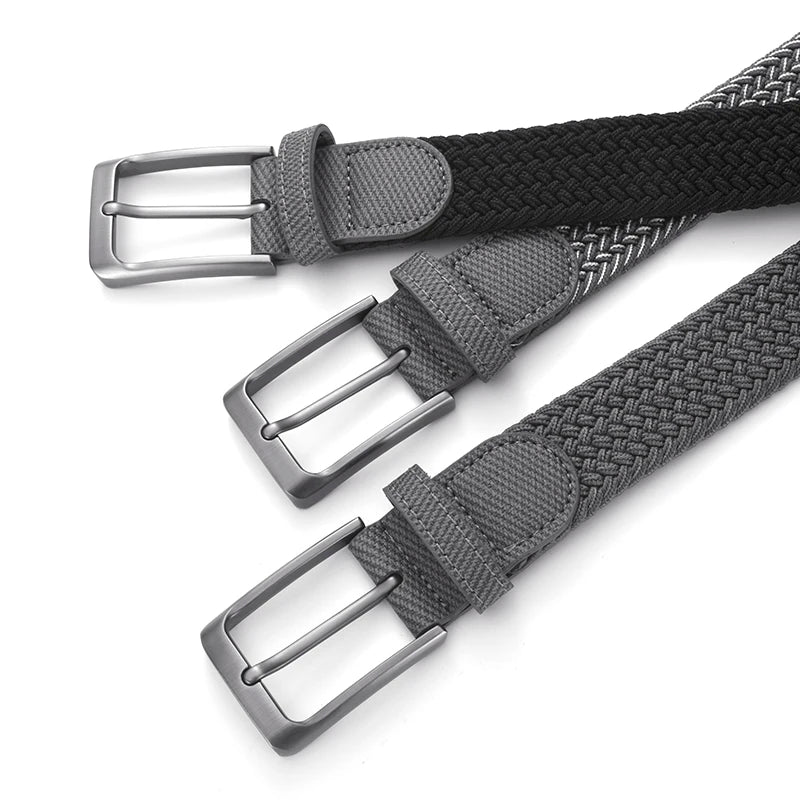 LOR MALE New Fashionable Men's Elastic Belt Pin Buckle Belt High Quality Men's Outdoor Casual Belt Simple Men's Clothing Accessories