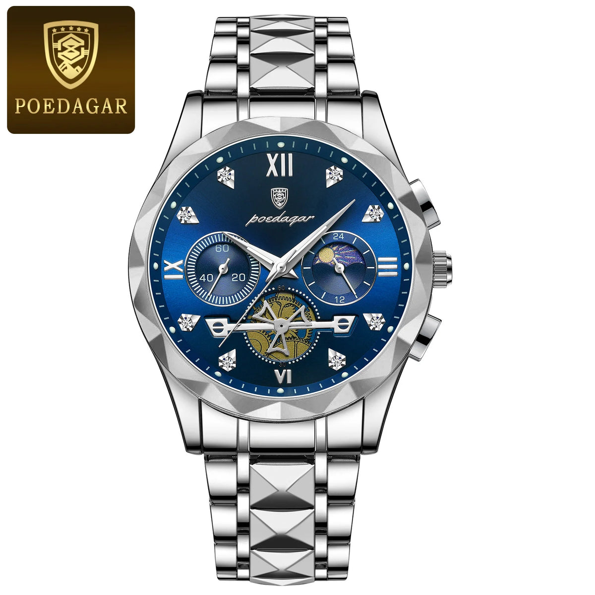 LOR MALE POEDAGAR Top High Quality Man Wristwatch Stainless Steel Chronograph Business Men Watch Waterproof Luminous Quartz Men's Watches
