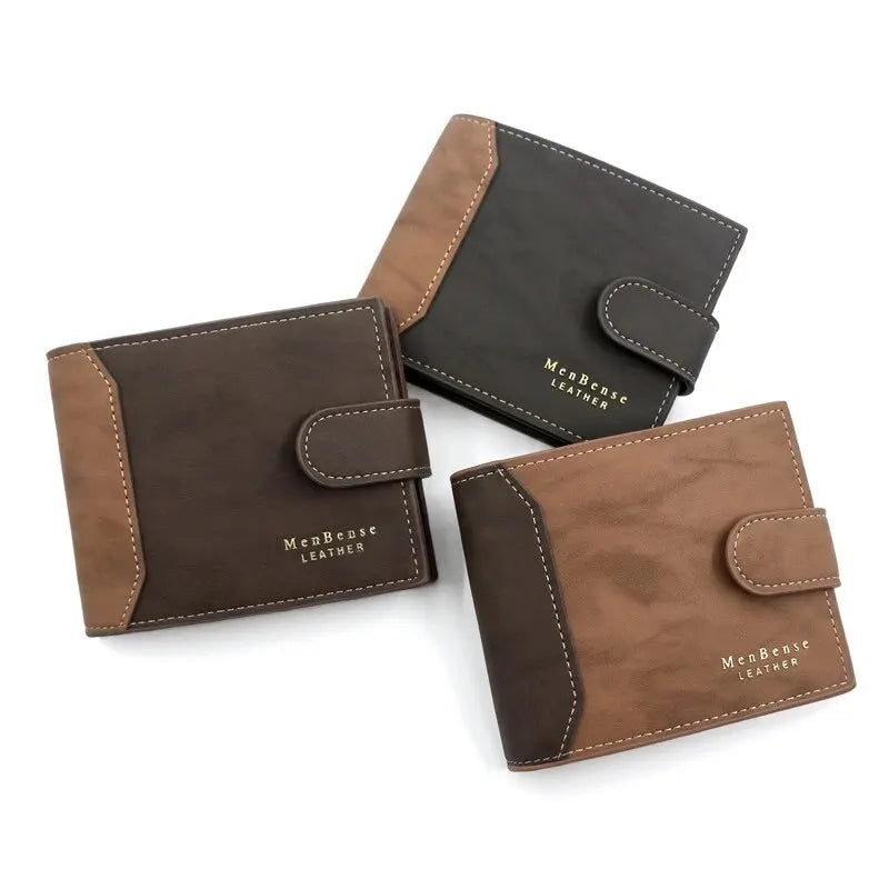 LOR MALE Men's Wallet with Hasp Business Card Holder Case Male Short Purse PU Leather Money Bag for Men Credit Card Wallets