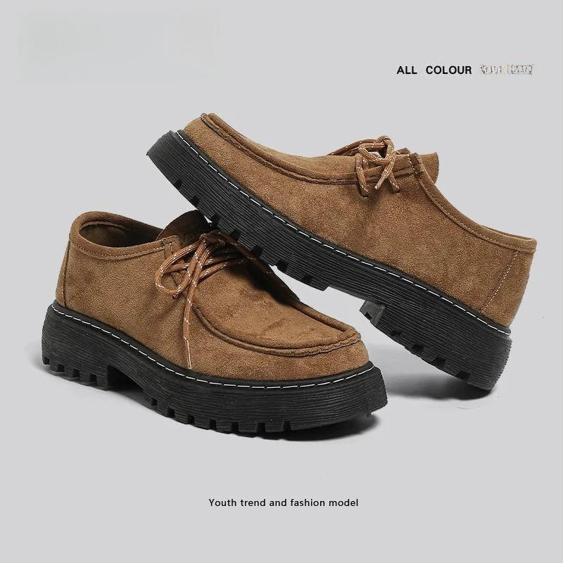 LOR MALE Men's Low-Top  Work Boots British Style round Toe Leather Shoes Comfortable Spring Autumn Seasonal Fashion Workwear