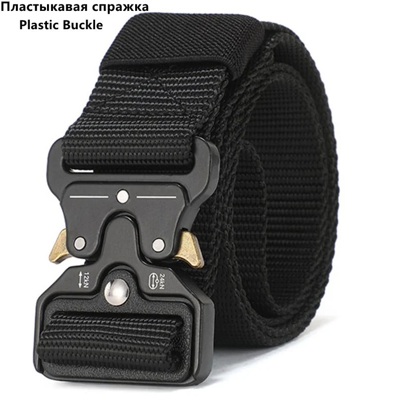 LOR MALE Men's Belt Outdoor Hunting Tactics Belt Multi functional Buckle Nylon Belt High Quality Marine Corps Canvas Belt