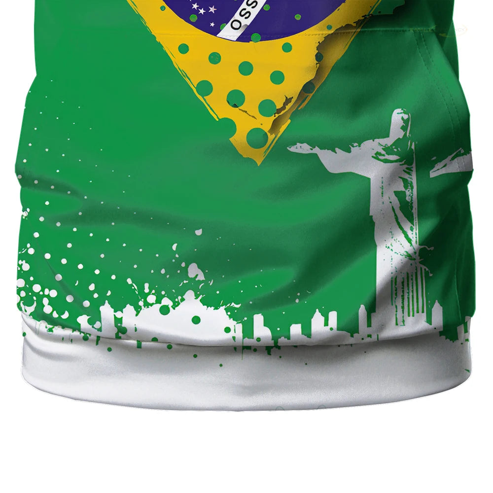Brazil Flag Graphic 3d Printed Men Hoodie Brazilian National Emblem Hooded Sweatshirt Casual Oversized Sport Boy Pullovers Tops