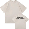 LOR MALE 2025 Social Media Killed Romance Summer T Shirt Men Women Aesthetic Valentine's Print T-Shirt Couple Cotton Tee Tops Clothing