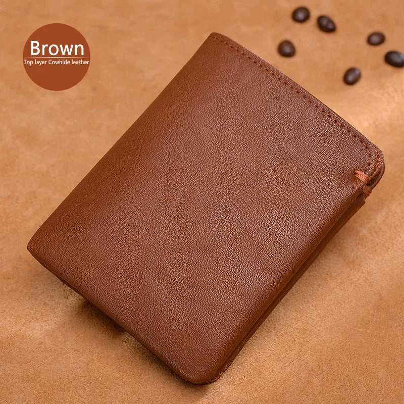 LOR MALE Top Layer Cowhide Walet Soft Genuine Leather Wallet Mens Credit Card Holder Luxury Moneybag Black Stylish Simple Wallets for Men