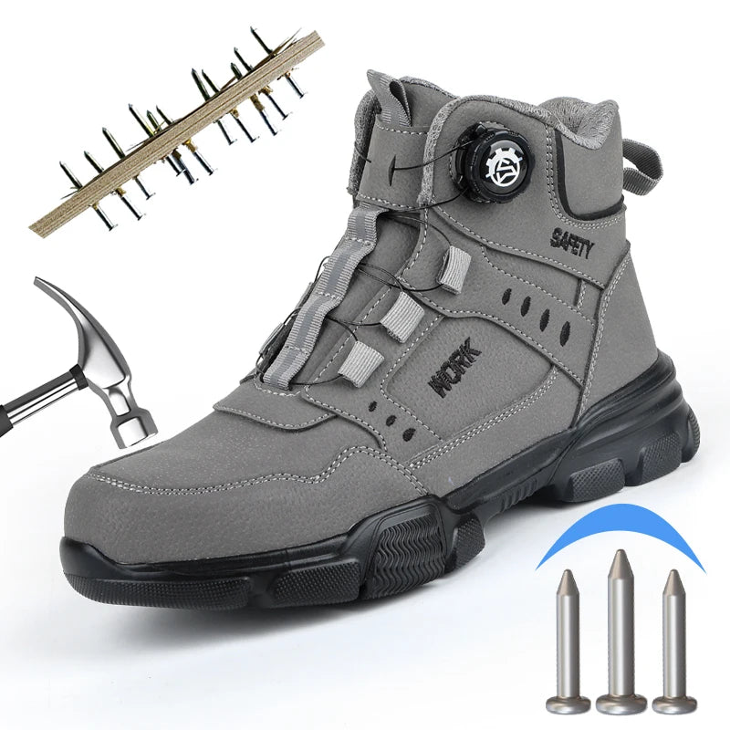 LOR MALE Steel Toe Safety Shoes Men Anti-puncture Work Boots Non-slip Wear Resistant Industrial Protective Labor Shoes Breathable Safety