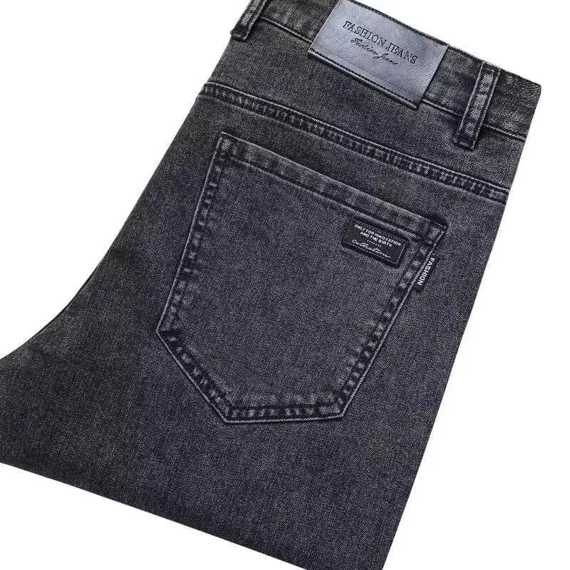 LOR MALE Men's Casual Work Jeans Straight Leg Large Size Fashionable City Style Youthful Energy High Elasticity Wear Resistant