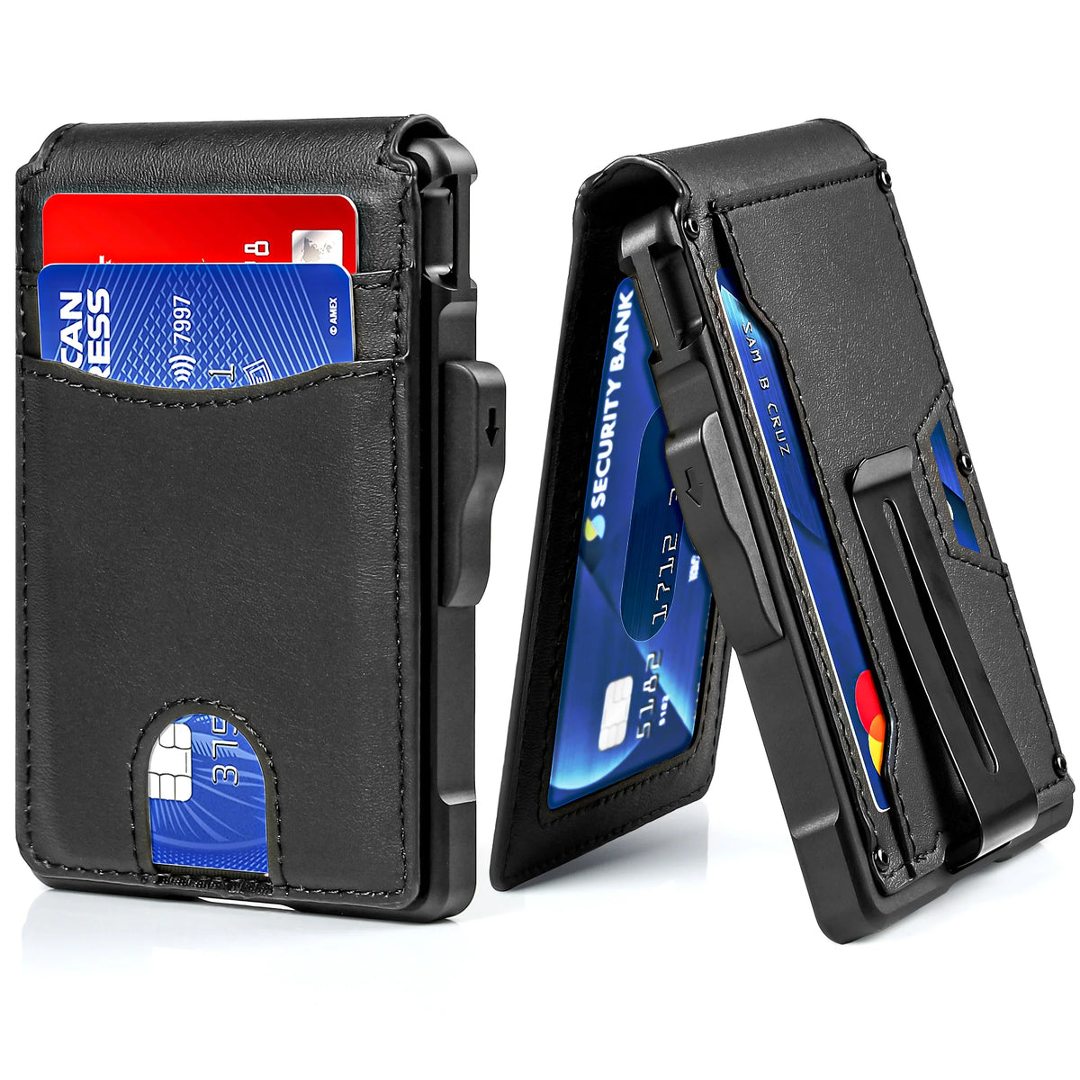 LOR MALE Wallet for Men, Mens Minimalist Wallet 9-13 Cards, Slim Compact Wallet with Money Clip & ID Window, RFID Blocking Smart Pop Up C