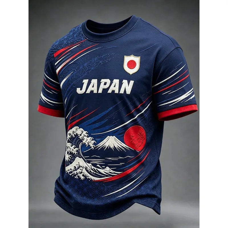 2026 Football Soccer Jersey 3D Japan Great Wave Mount Fuji Print Unisex Japanese Graphic Short Sleeve Fan Casual Streetwear Tee