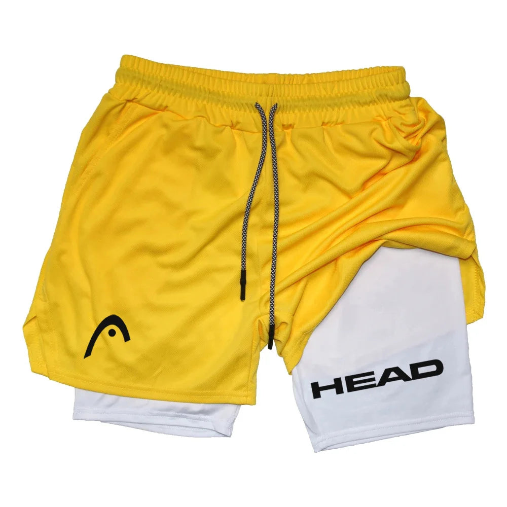 LOR MALE Anime Berserk Head Running Shorts Men Fitness Gym Training 2 in 1 Sports Quick Dry Workout Jogging Double Deck Summer