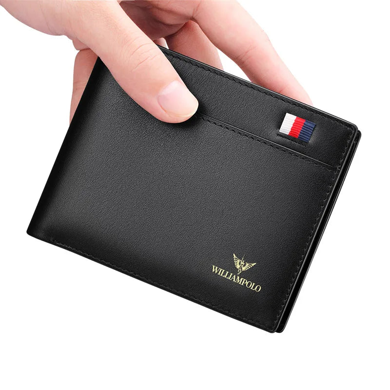 LOR MALE WILLIAMPOLO Men Leather Wallets Small Money Purses Design Dollar Price Top Men Thin Wallet Business Short Wallet For Men
