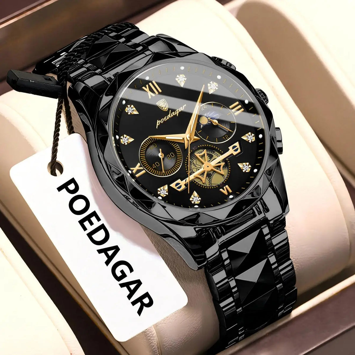 LOR MALE POEDAGAR Top High Quality Man Wristwatch Stainless Steel Chronograph Business Men Watch Waterproof Luminous Quartz Men's Watches