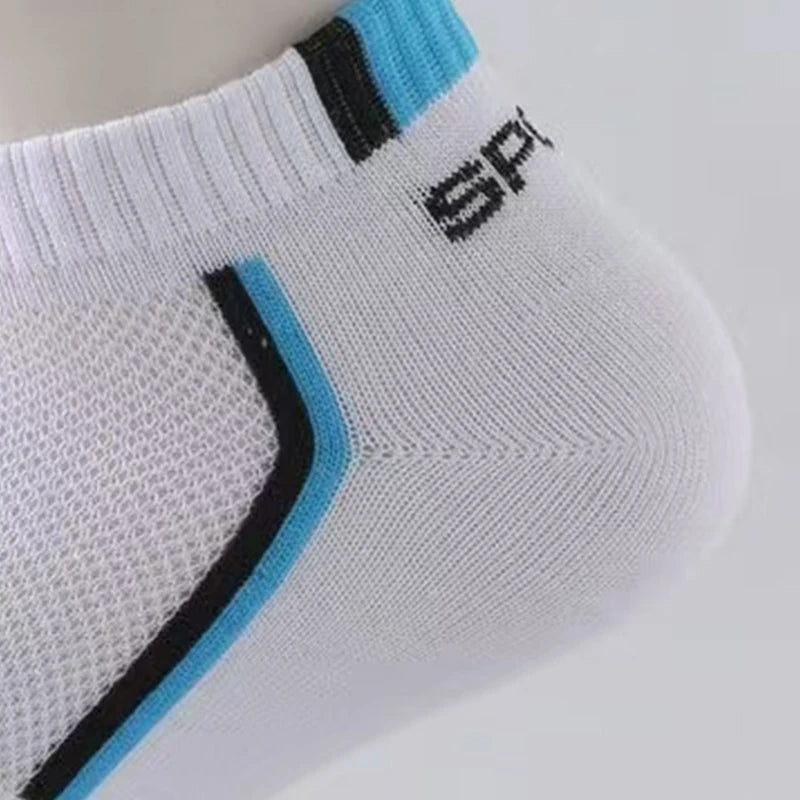 LOR MALE 5pairs Men's Fashion Sports Socks, Striped Cotton Sweat Absorption Breathable Comfortable Ankle Socks