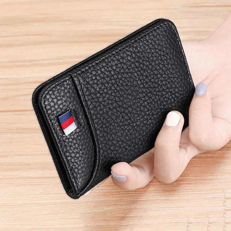 LOR MALE Wallet Short Wallet Card Holder Thin Multi Card Business Soft Leather