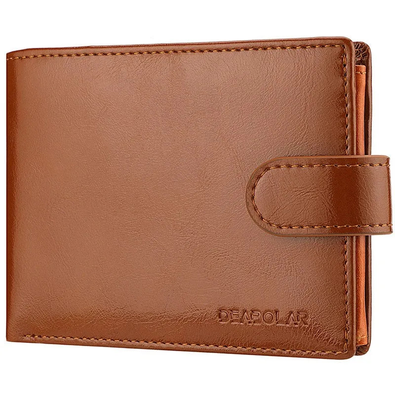 LOR MALE Men's Wallet Rfid Vintage Oil Wax Leather Threefold Wallets for Men Credit Card Holder Purse Money Bag Wallet Man