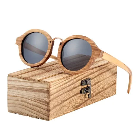 LOR MALE Polarized Sunglasses Wood Round Sun glasses Male Shades Oculos de sol masculino